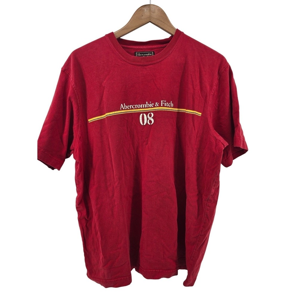 Abercrombie & Fitch T-Shirt Mens XL 08 Graphic Red Short Sleeve Cotton EUC